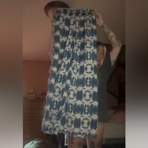 Source Unknown Blue and White Tie Front Midi Jumpsuit